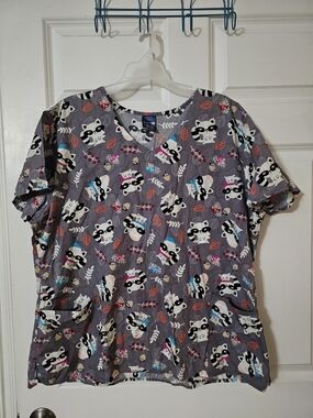 Womens Gray Raccoon Print Top - Cute Woodland Tee